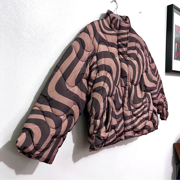 NWT ASOS Design Chocolate Swirl Quilted Limited Edition Padded Puffer Jacket - Picture 7 of 16
